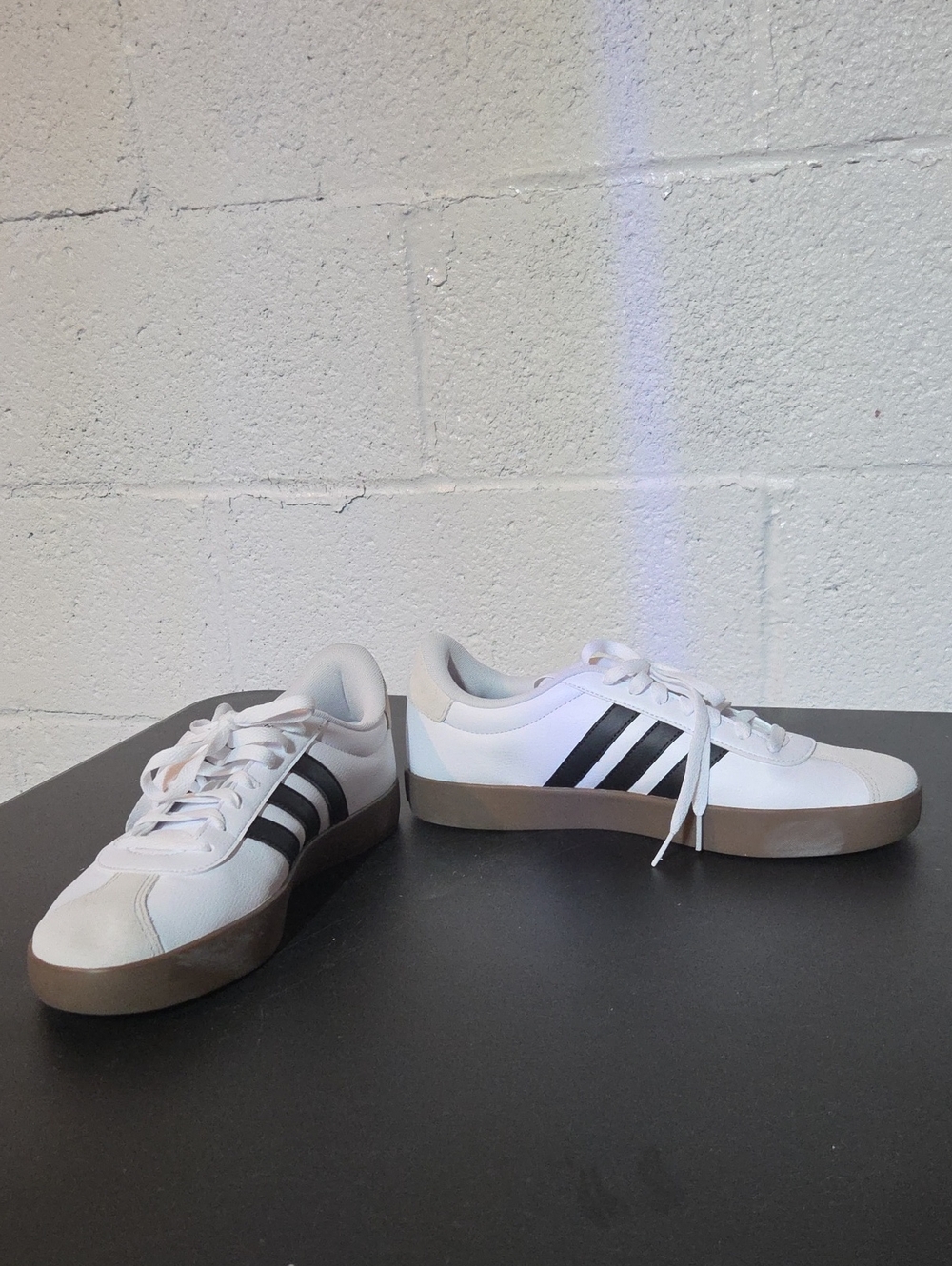 adidas White Low-Top Sneakers with Black Stripes